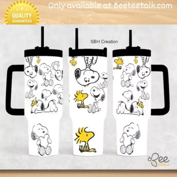 40oz snoopy tumbler with lid and straw