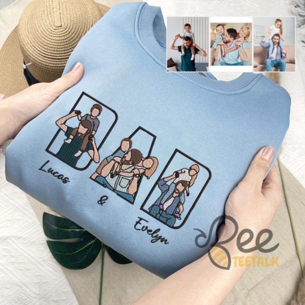 Custom portrait photo embroidered shirt for dad fathers day gift
