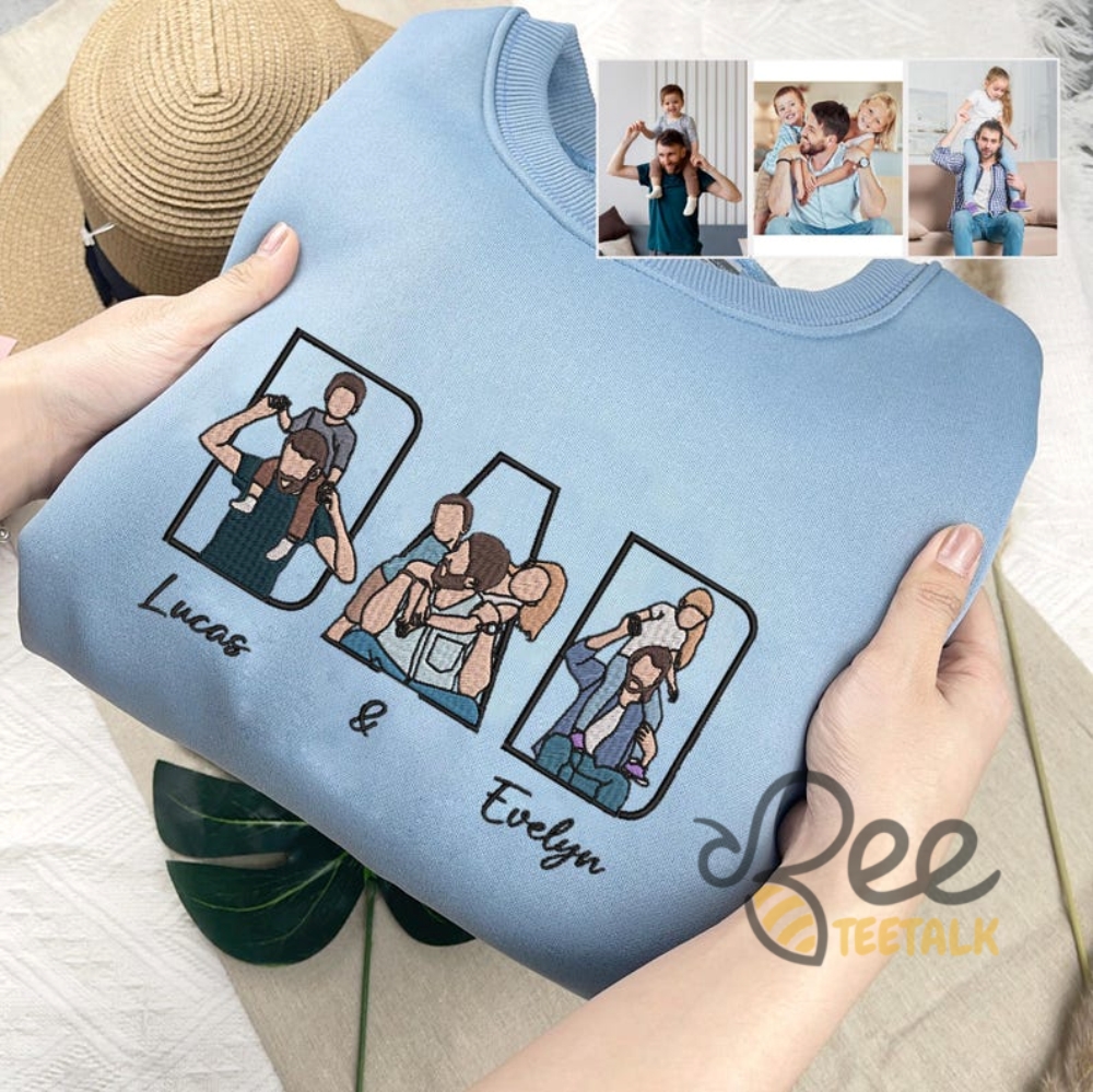 Custom Portrait Photo Embroidered Shirt For Dad Fathers Day Gift 10 Custom Portrait Photo Embroidered Shirt For Dad Fathers day gift