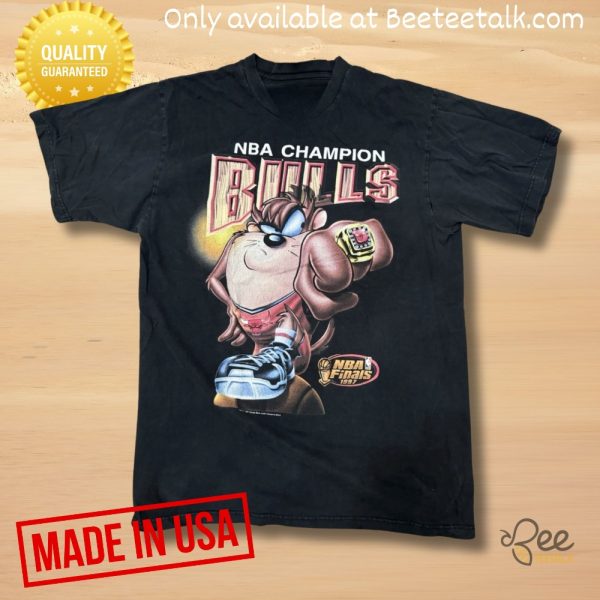 Nba finals 1997 chicago bulls champion looney tunes taz shirt reprinted