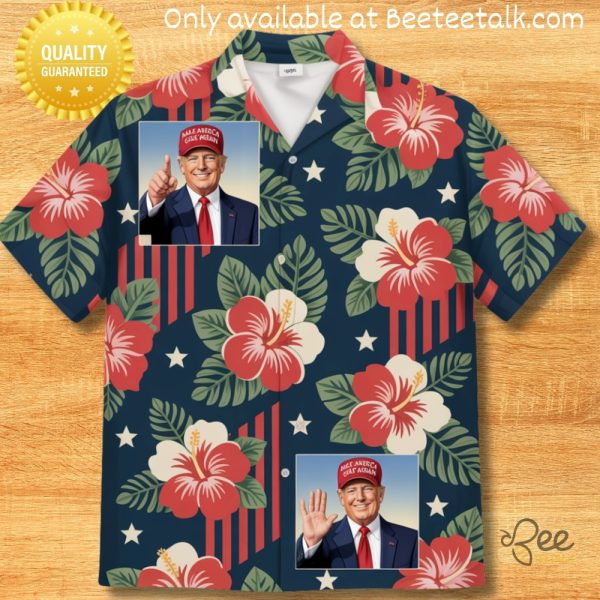 President trump 4th of july hawaiian shirt for usa independence day