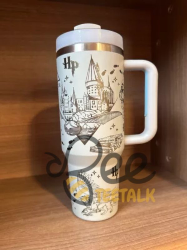 Harry potter engraved 40 oz stainless steel tumbler with handle