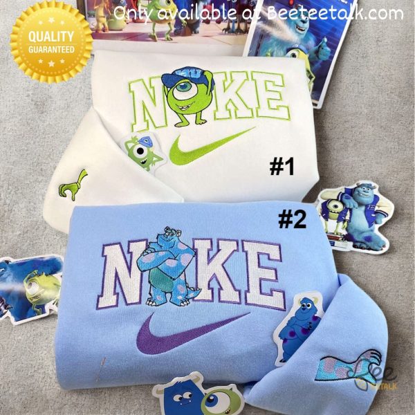 Mike wazowski and james sullivan monsters inc nike embroidered sweatshirt t shirt hoodie beeteetalk 1