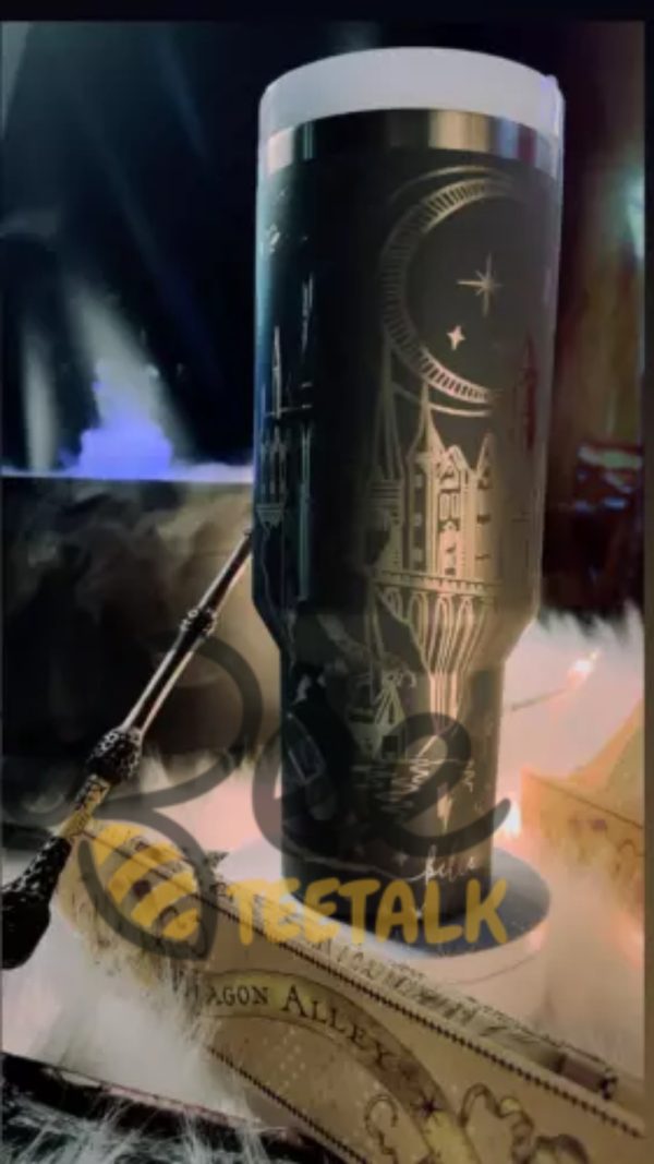 Harry potter laser engraved 40oz golden tumbler stanley dupe