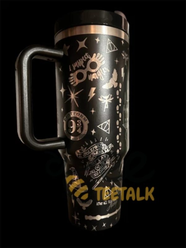 Harry potter laser engraved 40oz golden tumbler stanley dupe