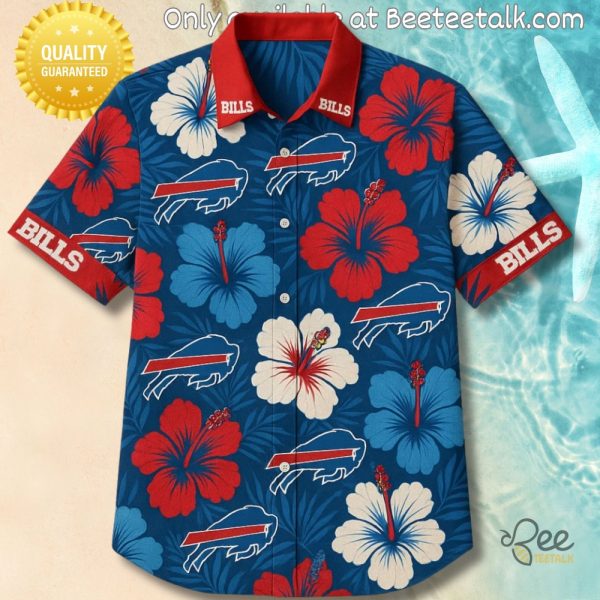 Hibiscus buffalo bills blue 3d hawaiian shirt
