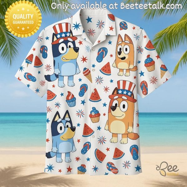 Bluey 4th of july full printed hawaiian shirt