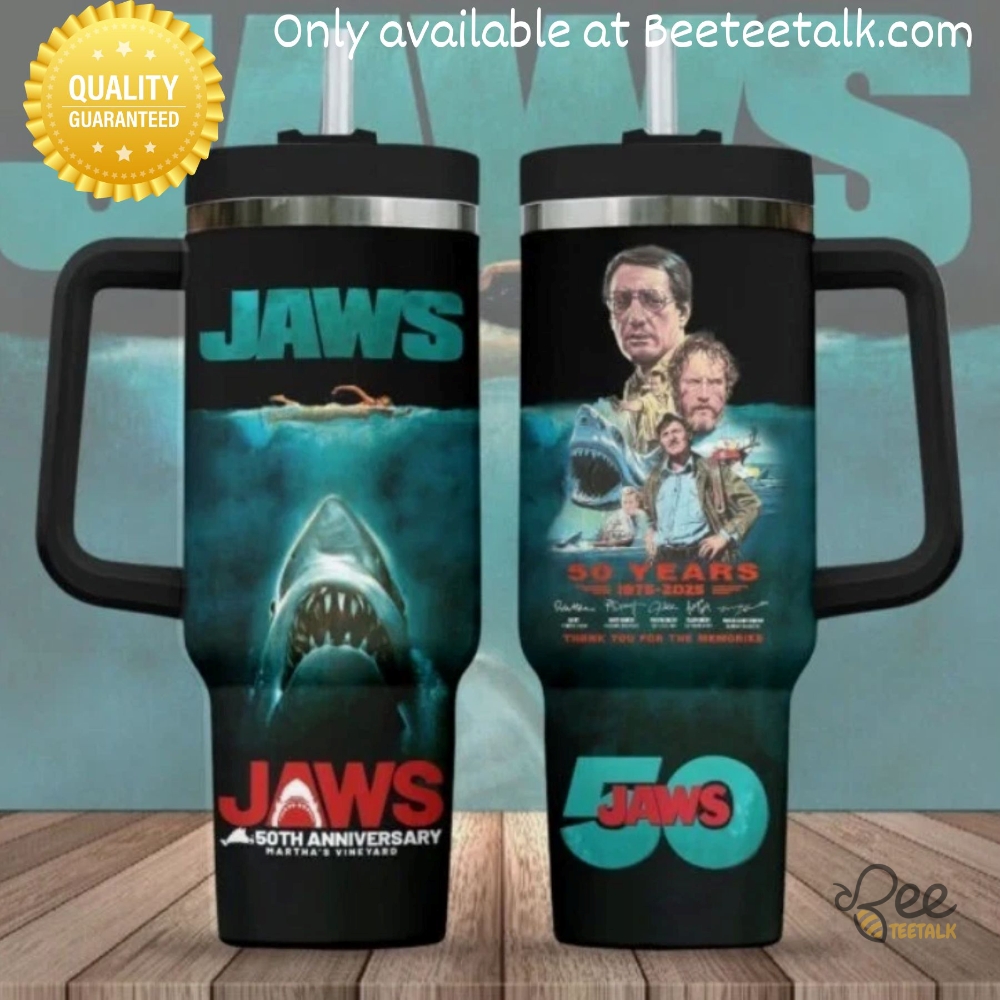 Jaws 50 Years 1975 2025 40Oz Stanley Tumbler Dupe 2 Jaws 50 Years 1975 2025 40oz Stanley Tumbler Dupe