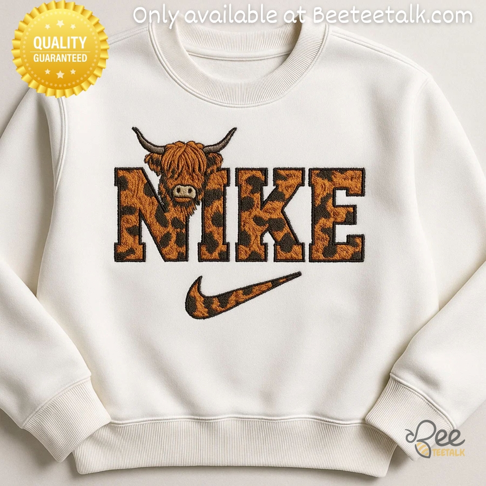 Highland Cow Nike Embroidered Shirt 2 Highland Cow Nike Embroidered Shirt