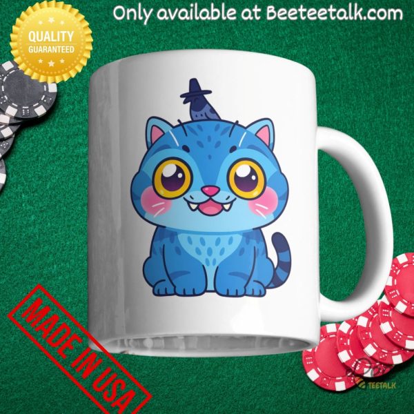Kawaii blue cat demon hunter tiger coffee mug