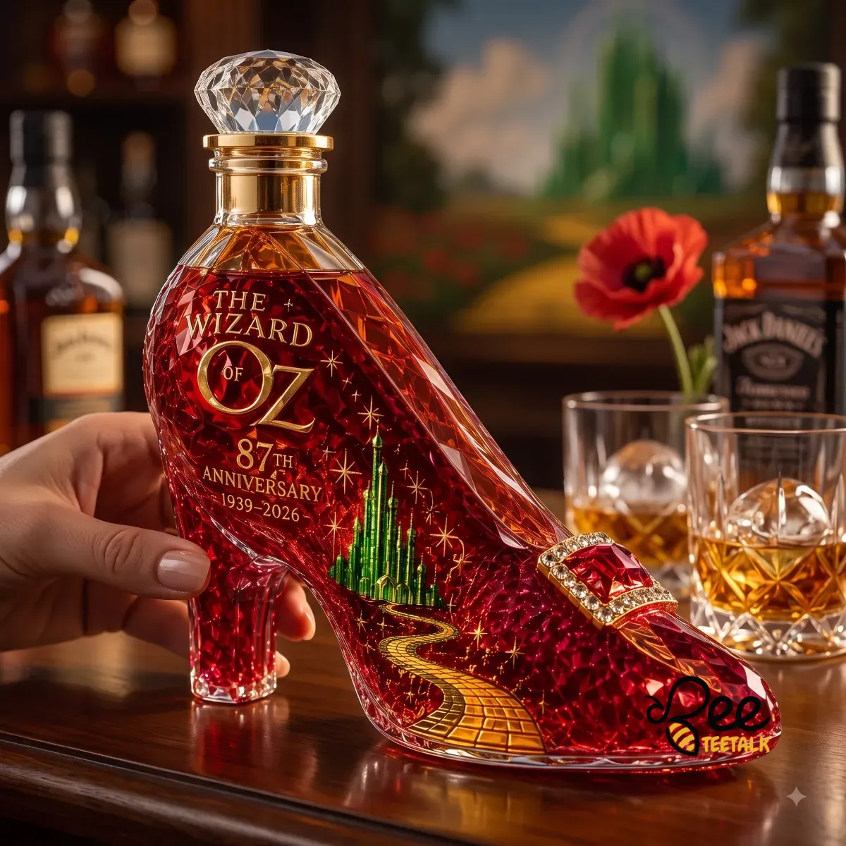 The Wizard of Oz 87th Anniversary Ruby Slipper Glass Whiskey Decanter 6 The Wizard of Oz 87th Anniversary Ruby Slipper Glass Whiskey Decanter