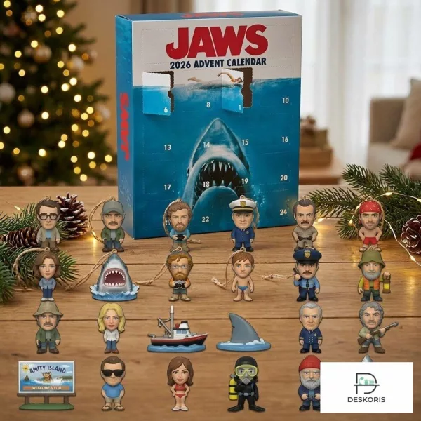 Jaws 2026 Movie Retro Horror 24 Days Holiday Countdown Acrylic Ornament Advent Calendar