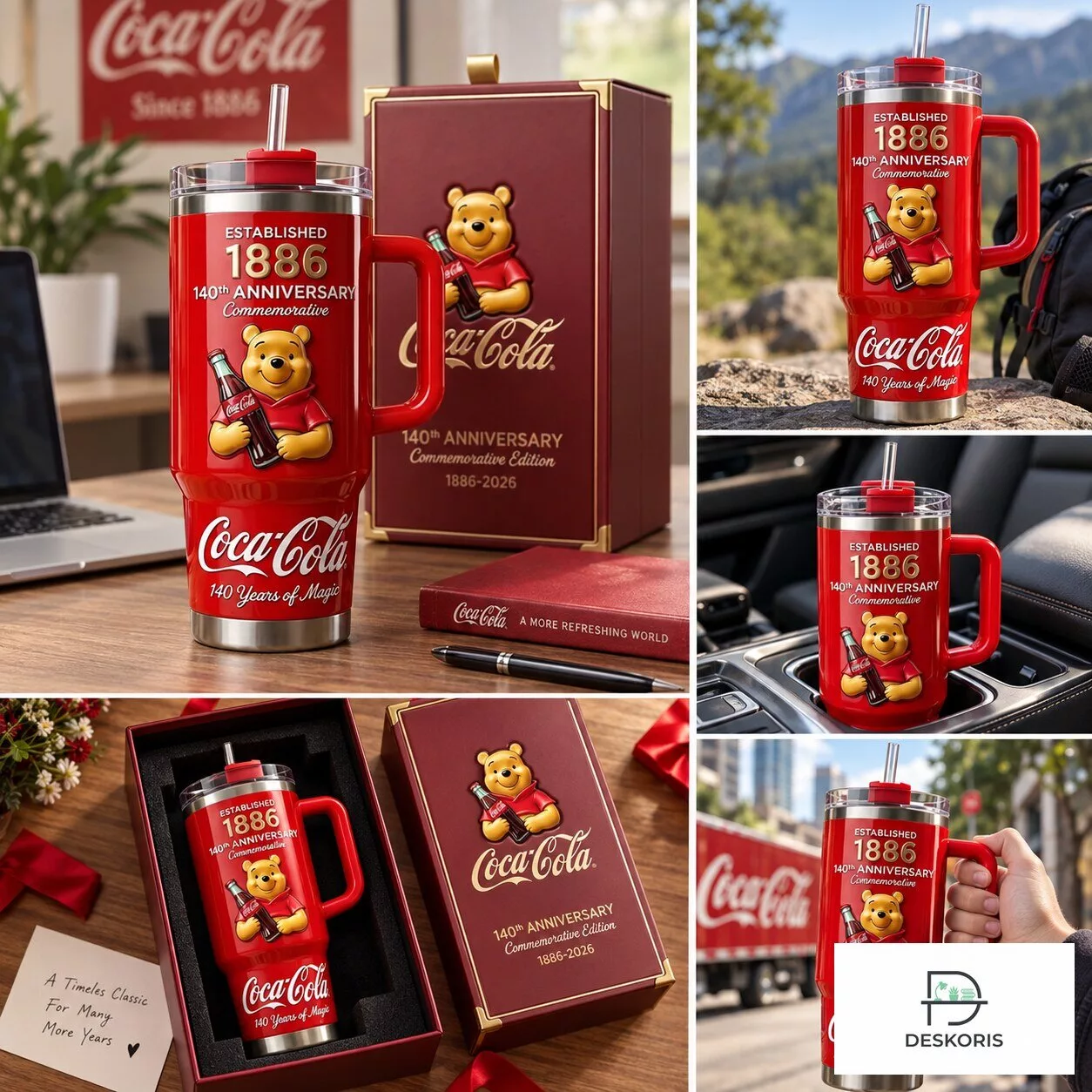 Established 1886 Winnie The Pooh Coca-Cola's 140th anniversary Tumbler 40oz 3 Established 1886 Winnie The Pooh Coca-Cola