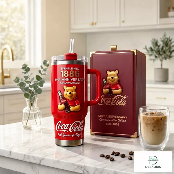Established 1886 Winnie The Pooh Coca-Cola's 140th anniversary Tumbler 40oz 1 Established 1886 Winnie The Pooh Coca-Cola's 140th anniversary Tumbler 40oz