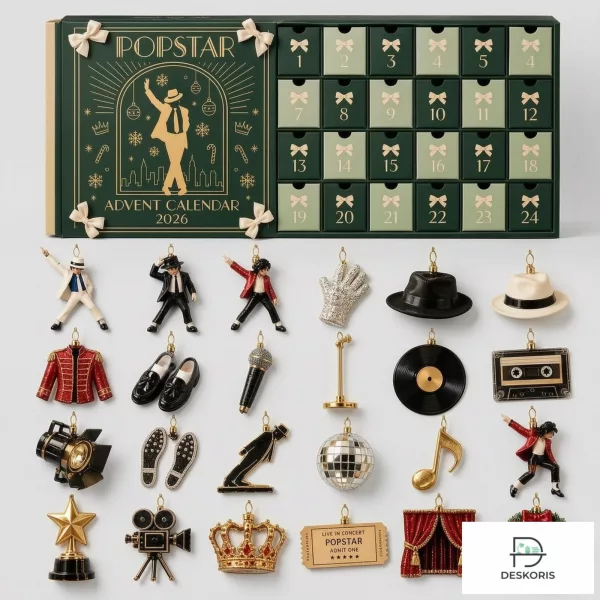 Michael Jackson Pop Star Advent Calendar 2026 Set of 24 Days Acrylic Christmas Ornaments