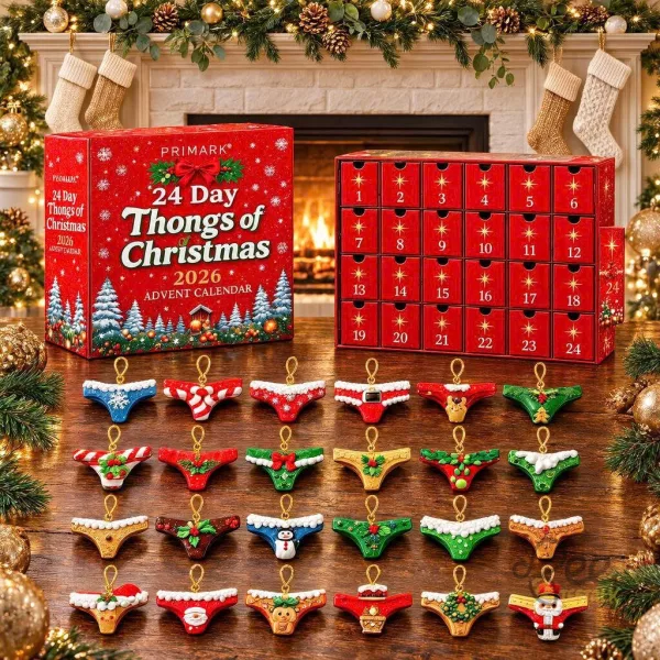 24 Day Thongs Of Christmas Advent Calendar Holiday Gift Set