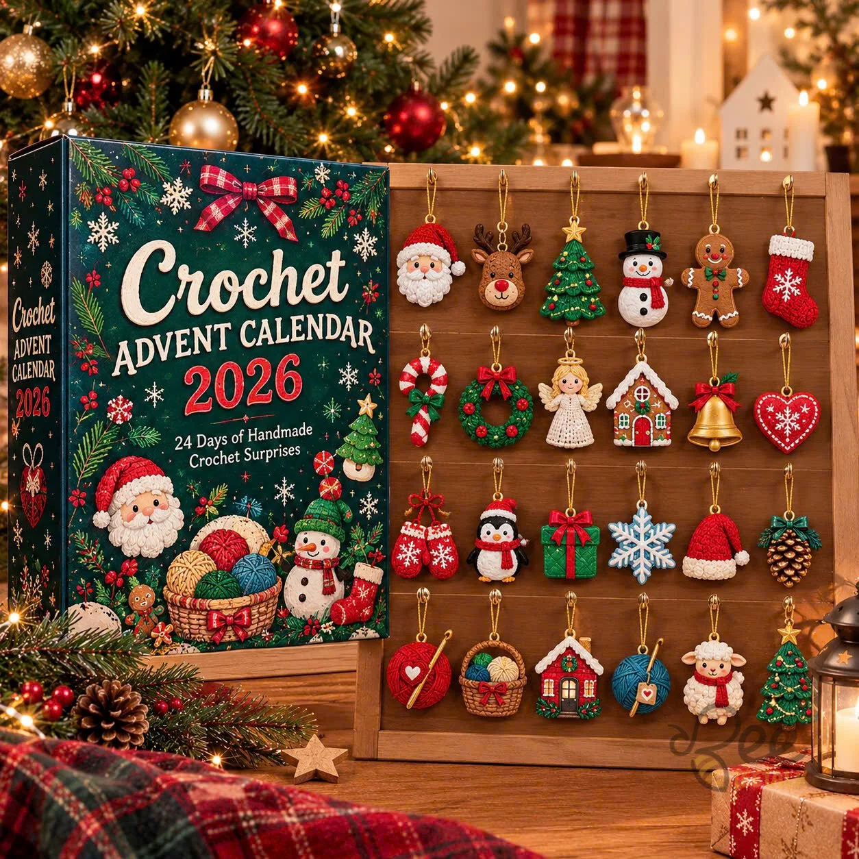 Crochet Advent Calendar Holiday Countdown Box Ornaments