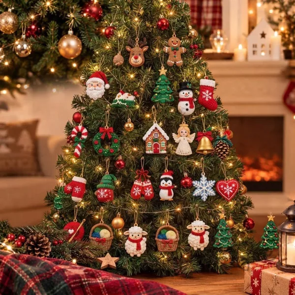 Crochet Advent Calendar Holiday Countdown Box Ornaments