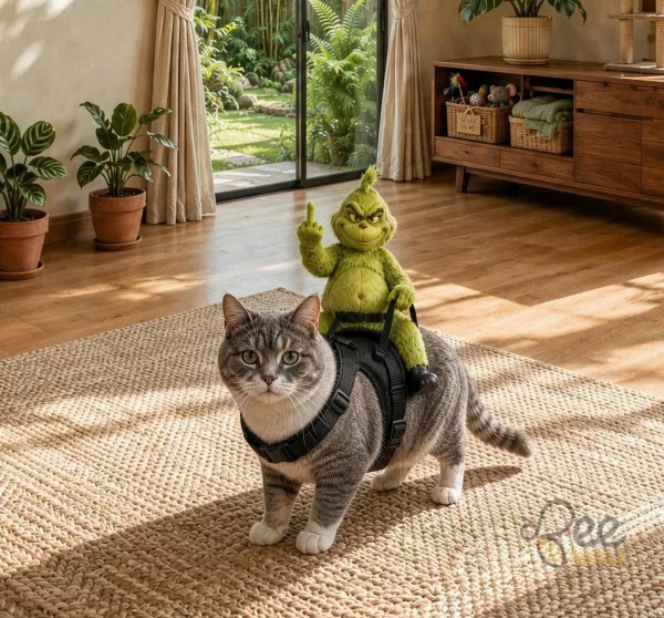 Grumpyrider Grinch Dog Harness Middle Finger Pet Costume