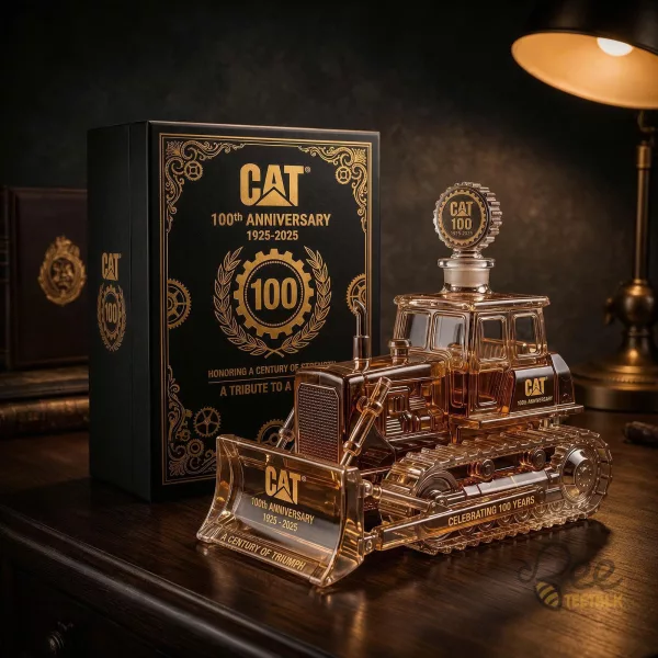 CAT Caterpillar 100th Anniversary Bulldozer Whiskey Decanter