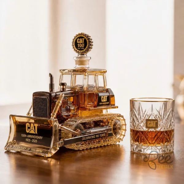 CAT Caterpillar 100th Anniversary Bulldozer Whiskey Decanter