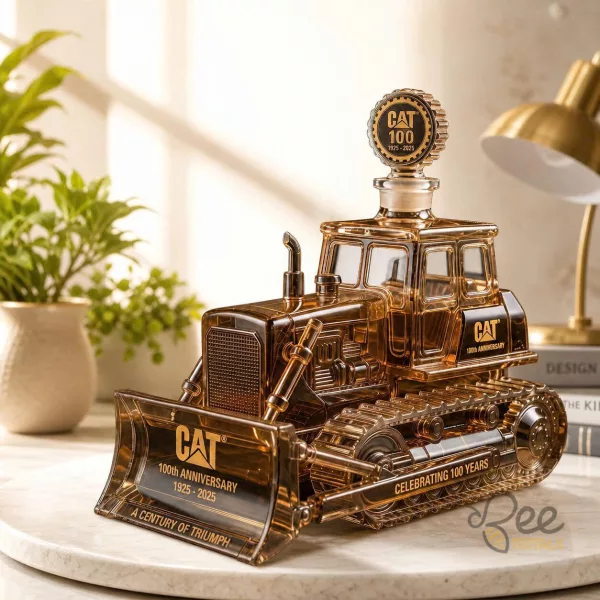 CAT Caterpillar 100th Anniversary Bulldozer Whiskey Decanter