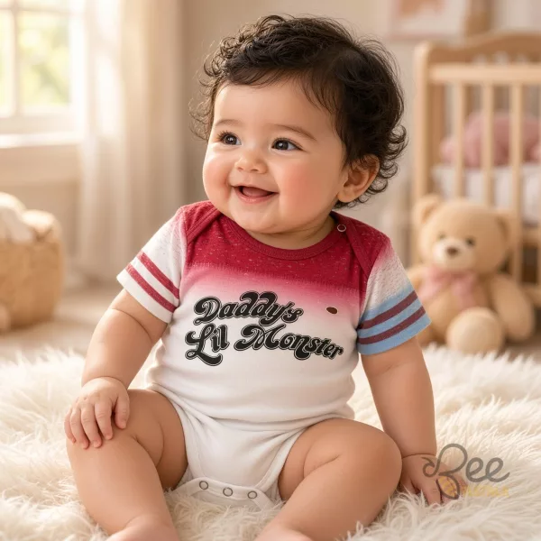 Harley Quinn Halloween Costume daddys little monster baby jersey bodysuit shirt