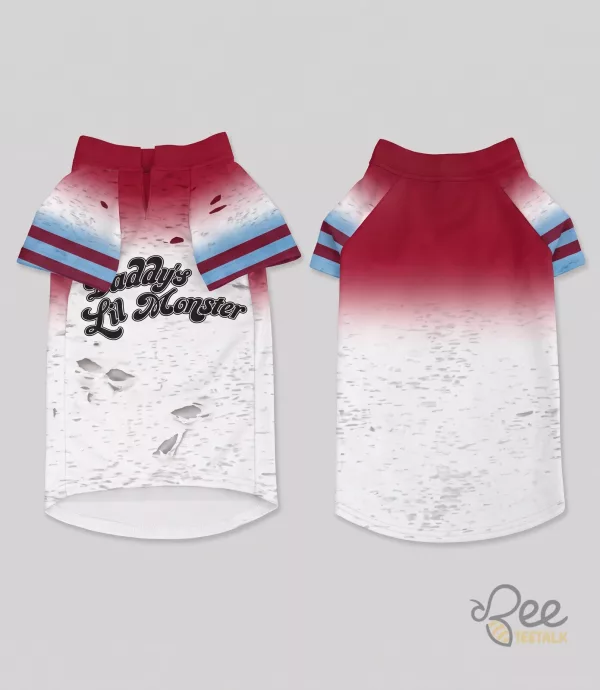Harley Quinn Pet Halloween Costume daddys little monster hockey jersey shirt for dog 1 Harley Quinn Pet Halloween Costume daddys little monster hockey jersey shirt for dog