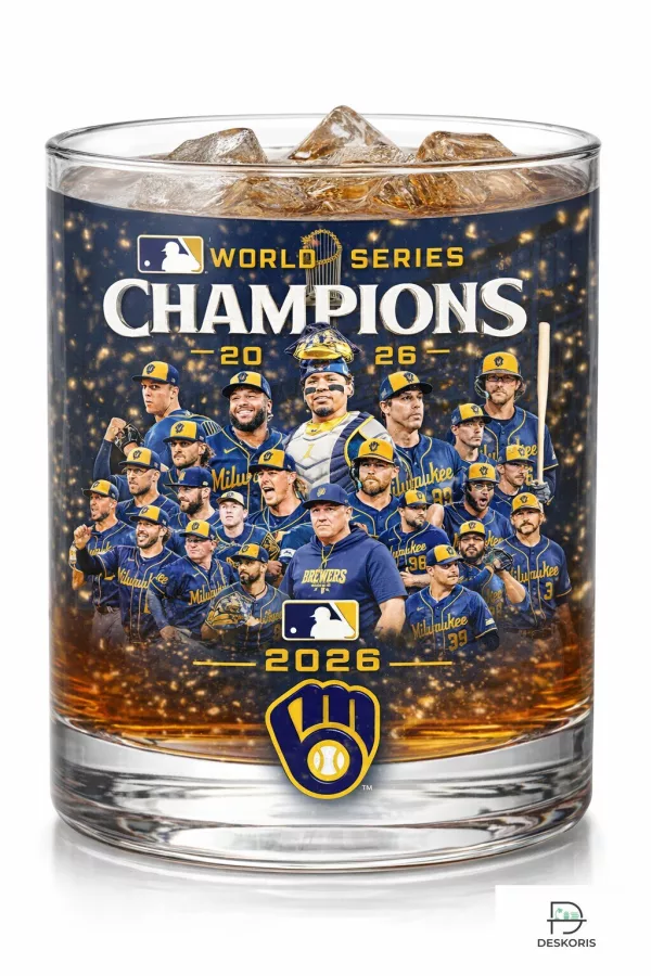 2026 World Series Champions Milwaukee Brewers Whiskey Glass