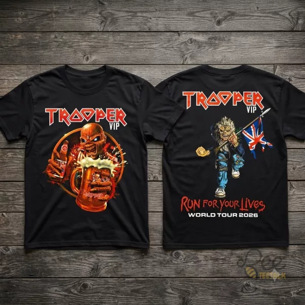 Iron Maiden Trooper VIP merch 2026 Run For Your Lives shirt
