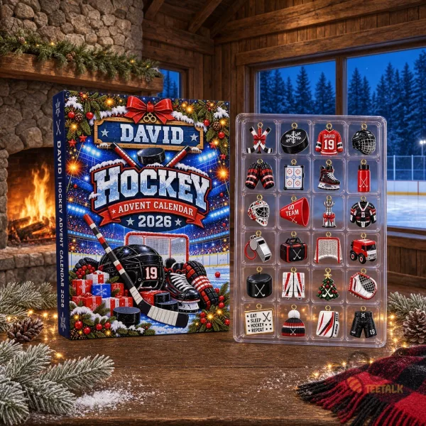 Hockey Sports Lovers 24 Days Advent Calendar Christmas Tree Acrylic Pendant Ornaments Set