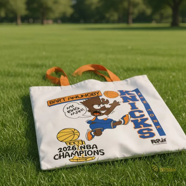 New York Knicks 2026 NBA Champions Bart Anunoby Graphic Tote Bag