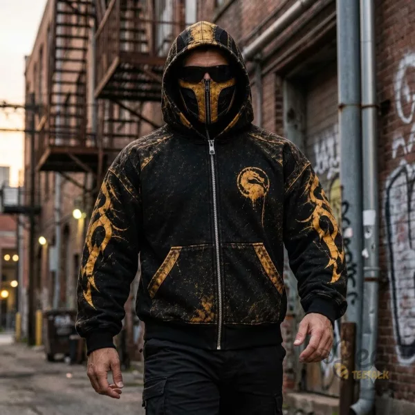 Replica mortal kombat scorpion hoodie