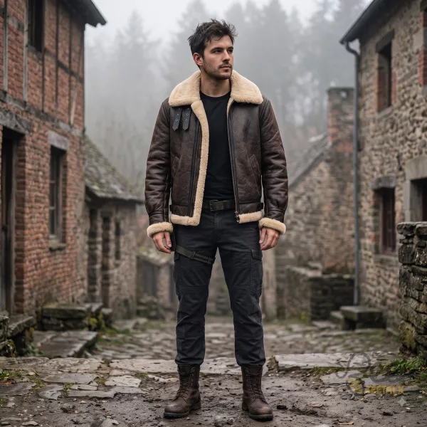 Leon Kennedy RE4 Shearling Leather Jackets Brown Resident Evil Cosplay Costume Shirt