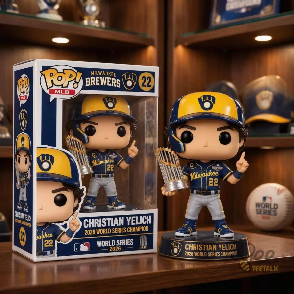 Funko Pop Milwaukee Brewers Christian Yelich 2026 World Series Champion Vinyl Figure